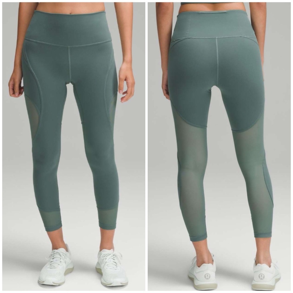 Lululemon Wunder Train Mesh Panel High-Rise Tight 25"- Medium Forest/ Size 2